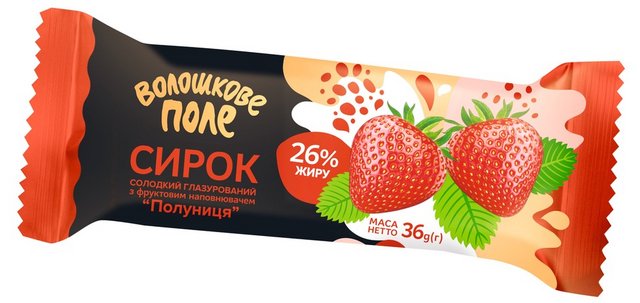 Сирок глазурований ВОЛОШКОВЕ ПОЛЕ полуниця 26%, 36г